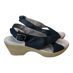 Dansko Jacinda Full Grain Mid Heel Sandal Size 40/9.5-10 black